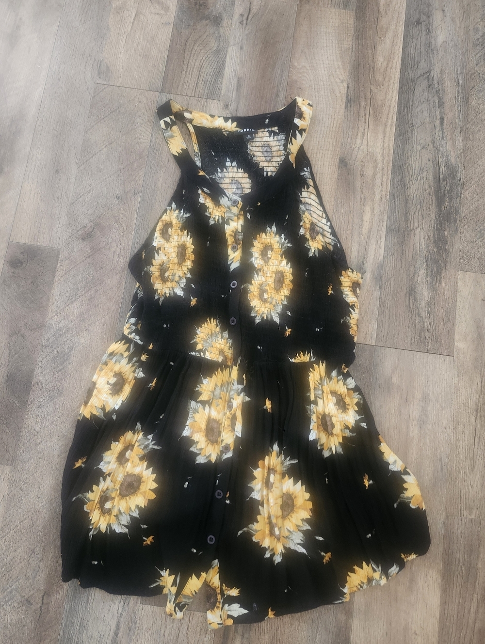 Torrid Sunflower Print Gauze Tunic Tank, 0